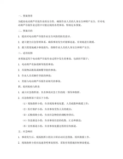 电葫芦吊装专项应急预案
