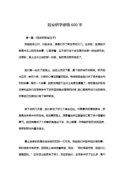 延安研学感悟600字