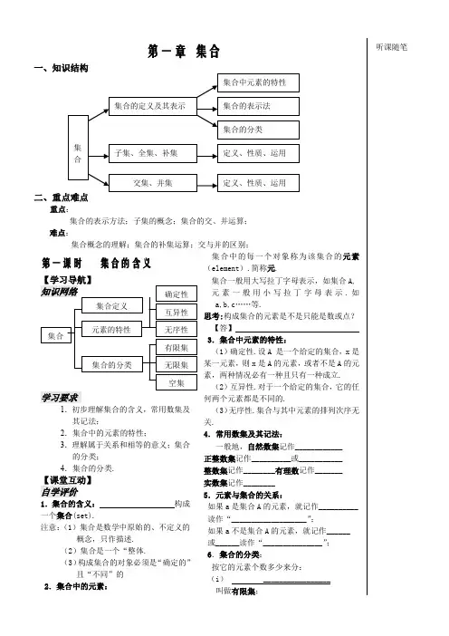 苏教版高中数学必修一第课时集合的含义