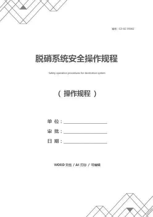 脱硝系统安全操作规程_1