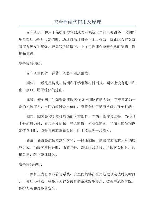 安全阀结构作用及原理