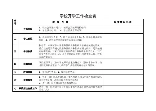 学校开学工作检查表
