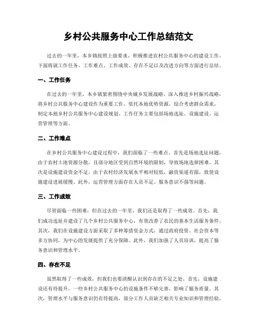 乡村公共服务中心工作总结范文