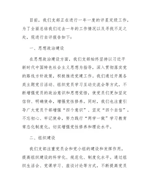 支部评星定级自评报告范文