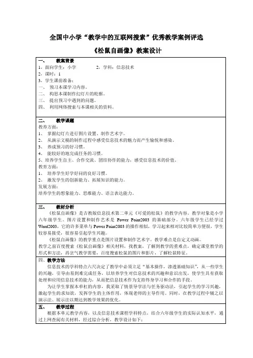 松鼠自画像互联网搜索教学案例