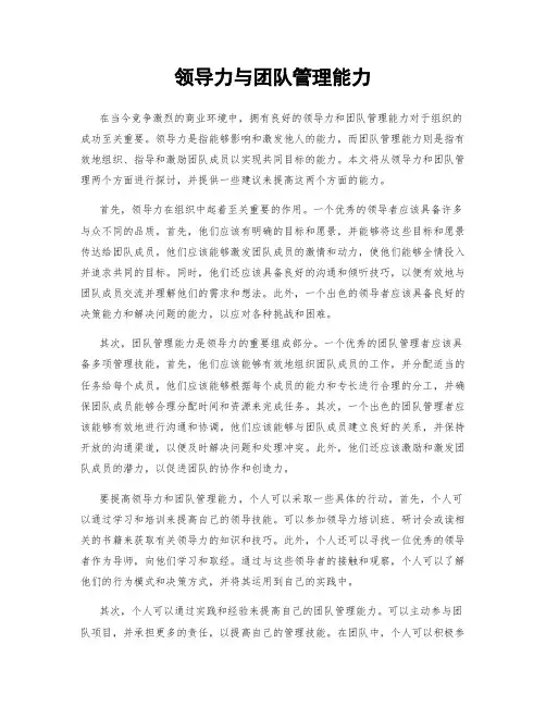 领导力与团队管理能力