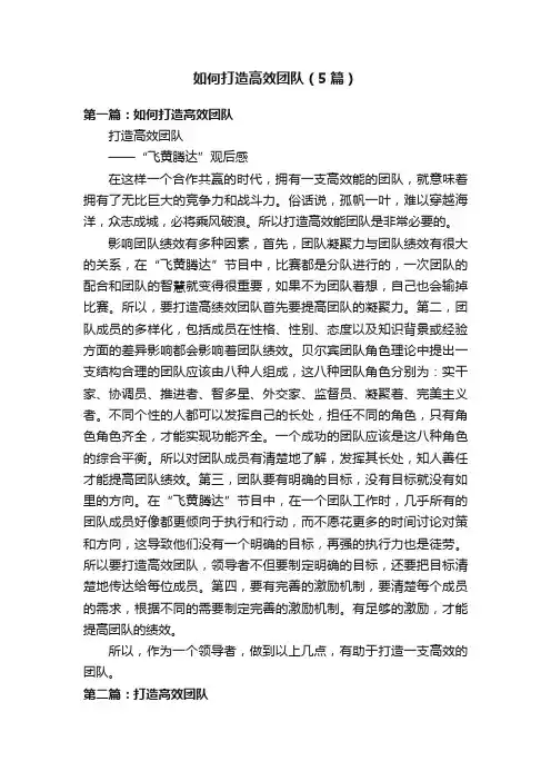 如何打造高效团队（5篇）