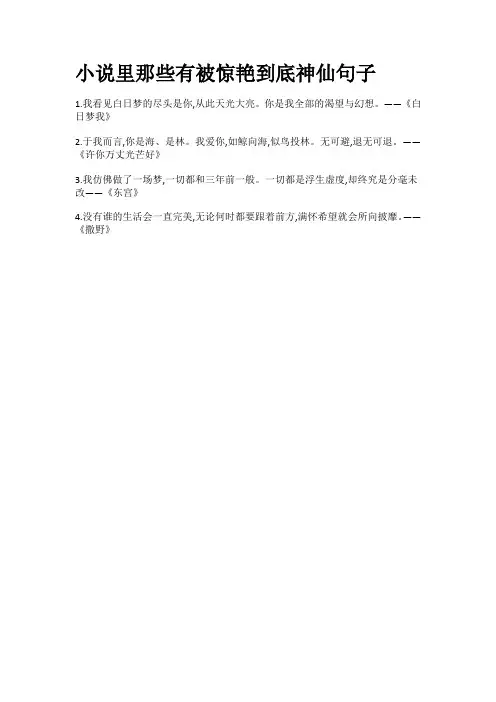 小说里那些有被惊艳到底神仙句子