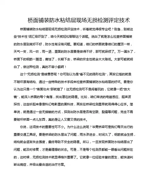 桥面铺装防水粘结层现场无损检测评定技术