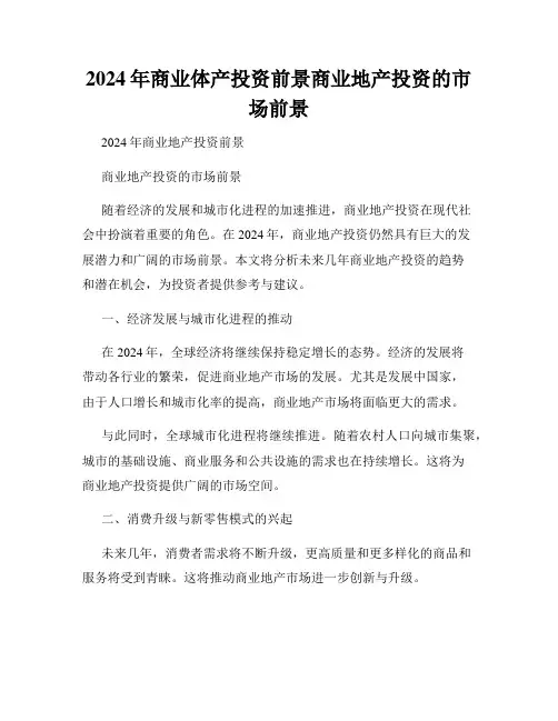 2024年商业体产投资前景商业地产投资的市场前景