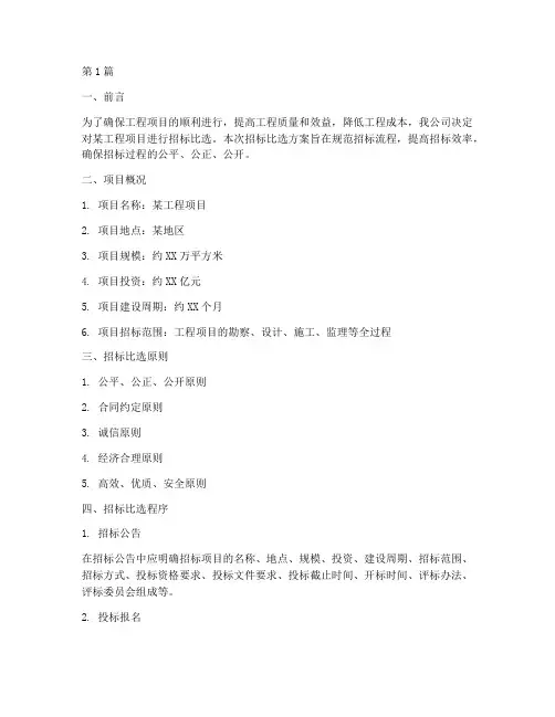 工程项目招标比选方案(3篇)
