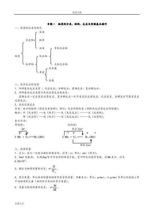 化学学业水平考试总复习全套资料