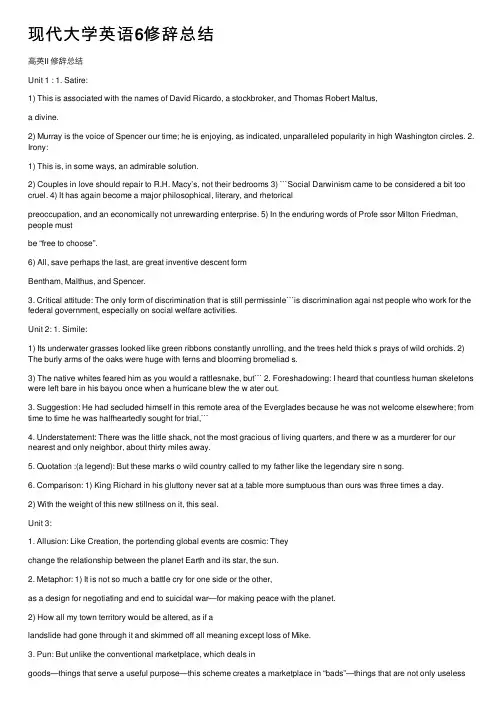 现代大学英语6修辞总结