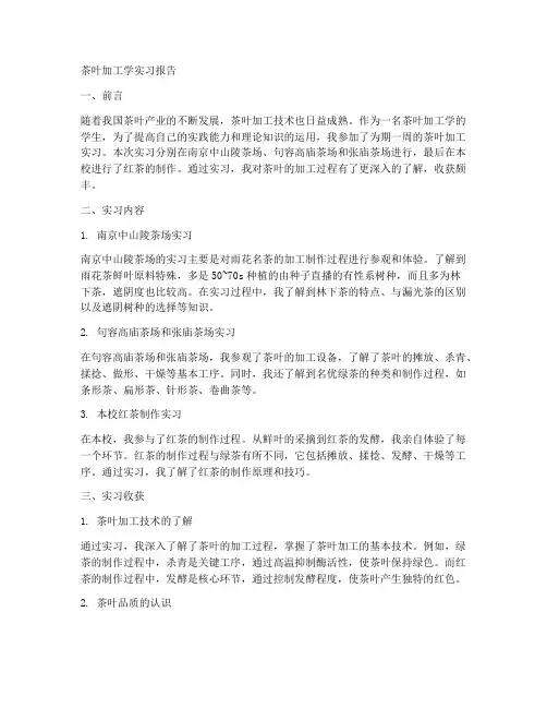 茶叶加工学实习报告