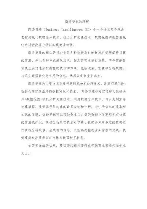 商务智能的理解