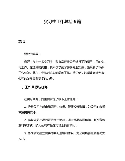 实习生工作总结6篇