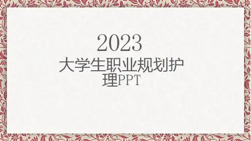 大学生职业规划护理PPT