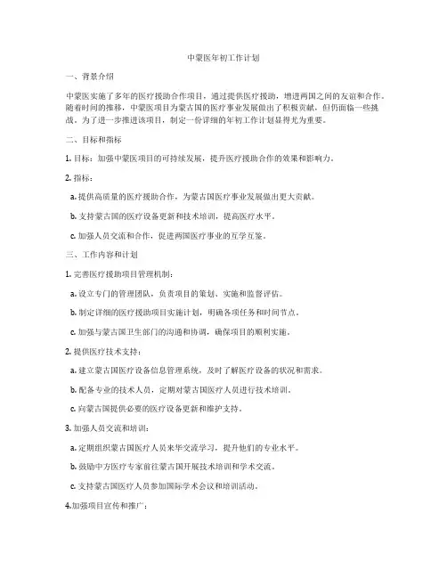 中蒙医年初工作计划
