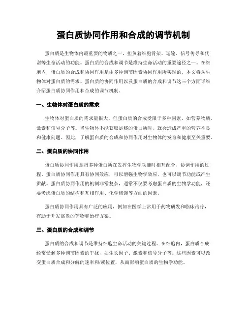蛋白质协同作用和合成的调节机制
