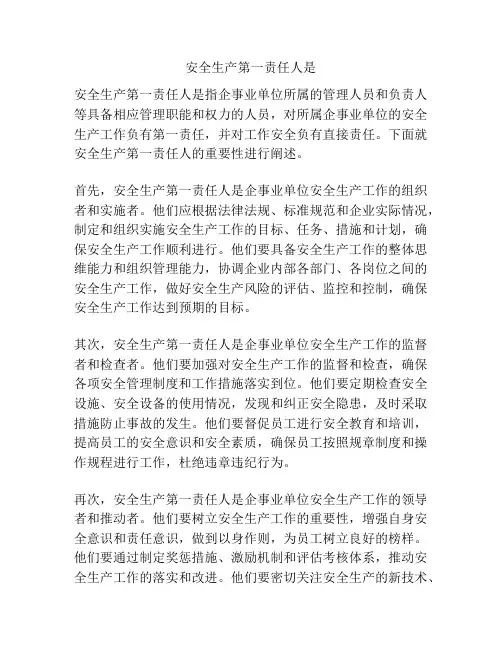 安全生产第一责任人是