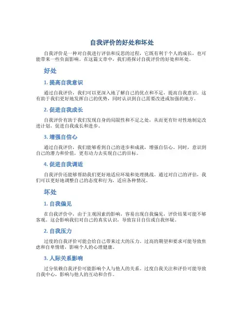 自我评价的好处和坏处作文