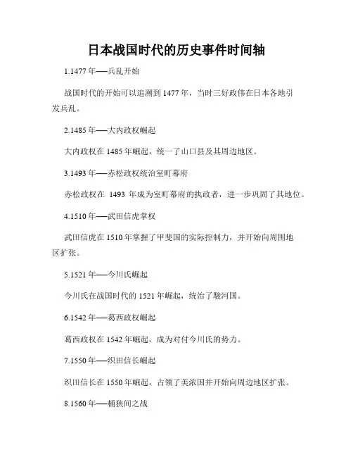 日本战国时代的历史事件时间轴