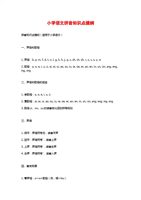 小学语文拼音知识点提纲