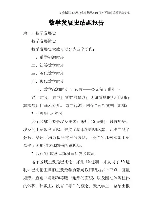 数学发展史结题报告doc