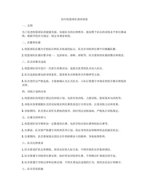 初中校篮球队规章制度