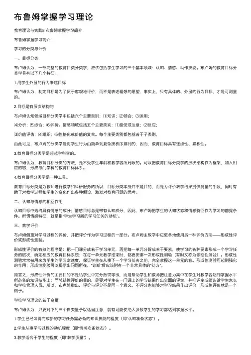 布鲁姆掌握学习理论