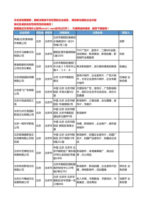 2020新版北京市影视制作工商企业公司名录名单黄页联系方式大全51家