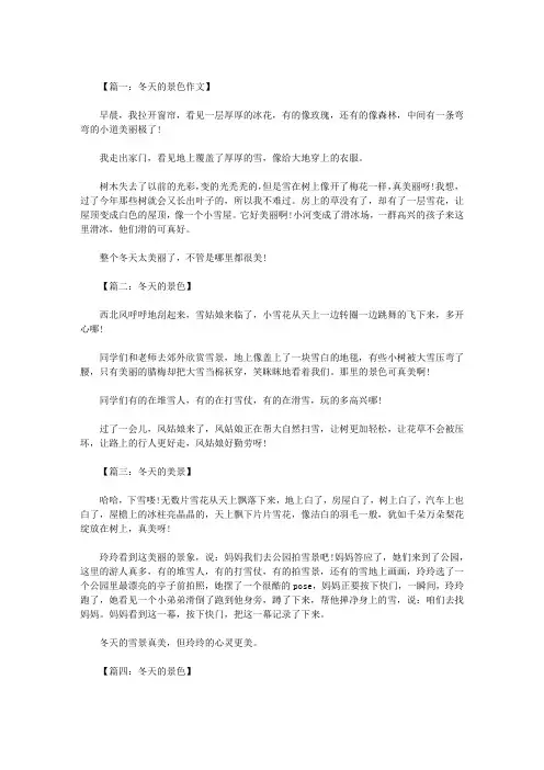 二年级作文冬天景色  八篇