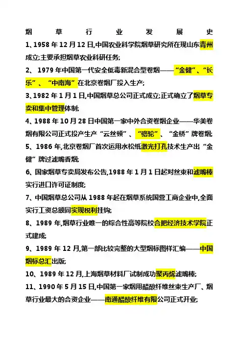 烟草行业发展史