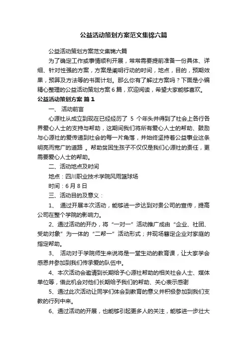 公益活动策划方案范文集锦六篇