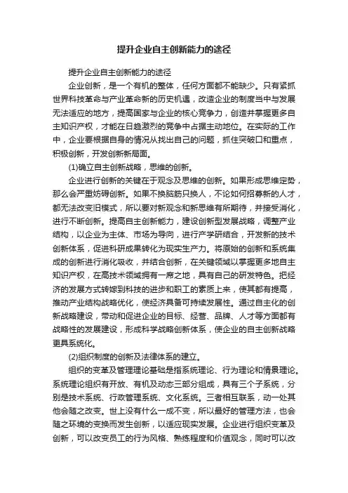 提升企业自主创新能力的途径