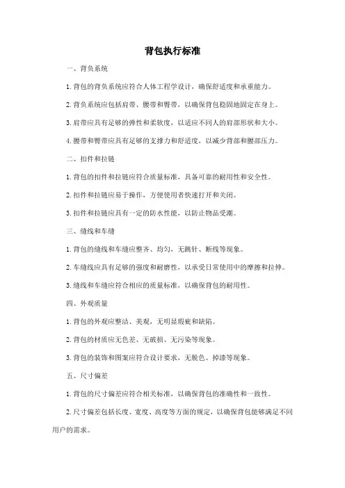 背包执行标准