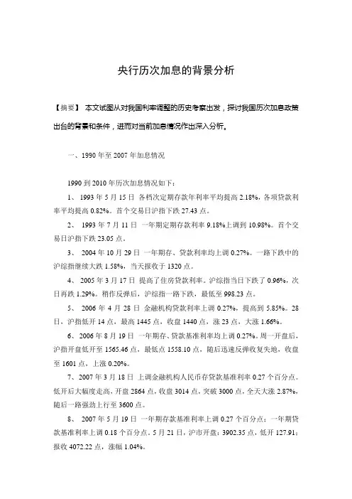 央行加息背景
