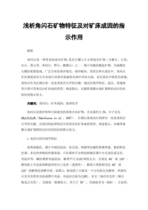 浅析角闪石矿物特征及对矿床成因的指示作用