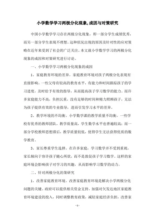 小学数学学习两极分化现象,成因与对策研究