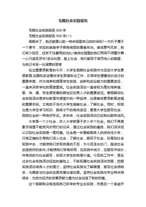 毛概社会实践报告