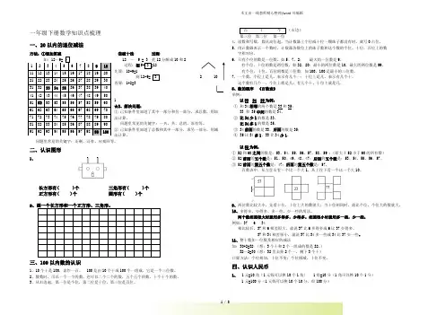 苏教版一年级下册数学知识点梳理