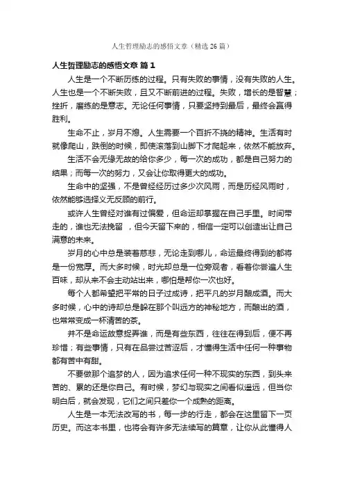 人生哲理励志的感悟文章（精选26篇）