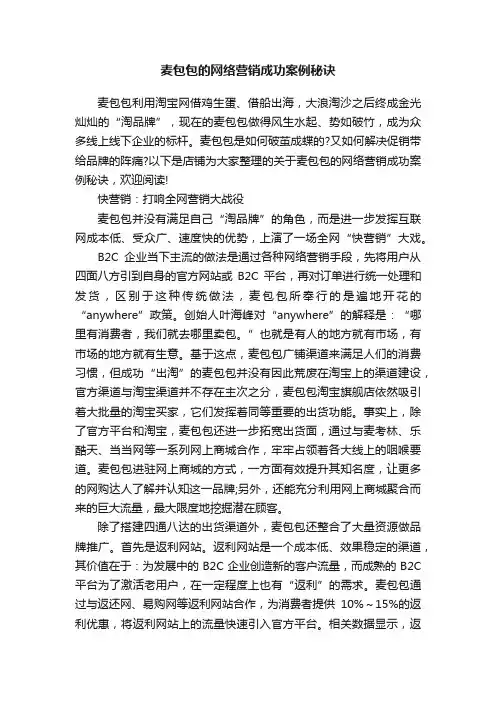 麦包包的网络营销成功案例秘诀