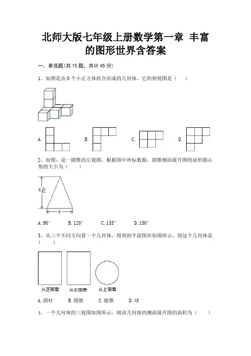 北师大版七年级上册数学第一章 丰富的图形世界含答案(实用)