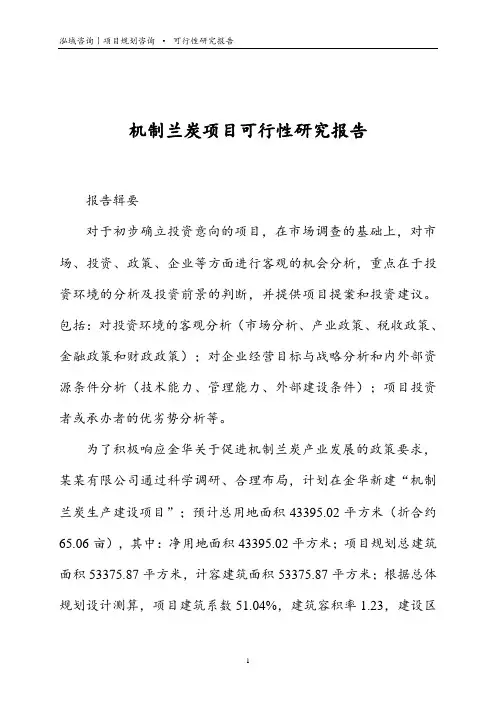 机制兰炭项目可行性研究报告