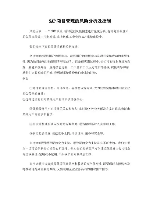 SAP项目管理的风险分析及控制