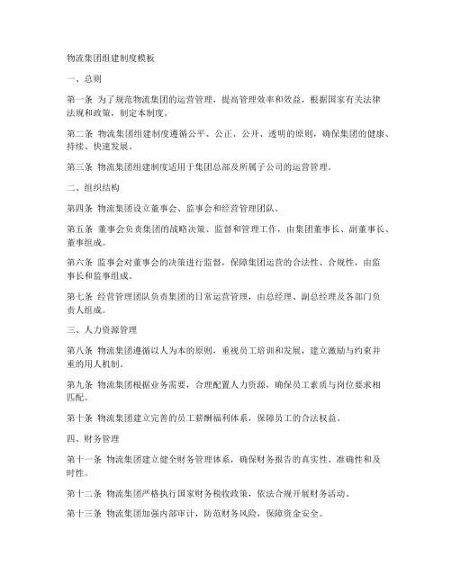 物流集团组建制度模板