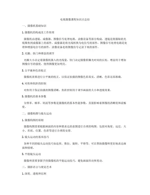 电视摄像课程知识点总结