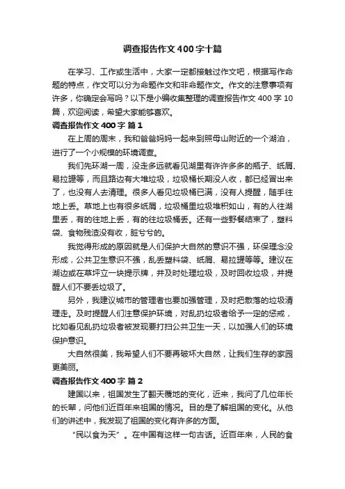 调查报告作文400字十篇