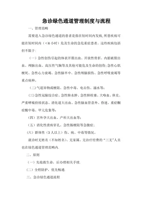 急诊绿色通道管理制度与流程